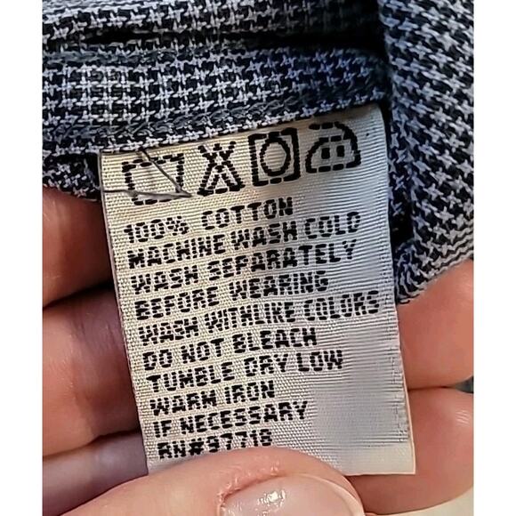 Forest & Hue Men’s Blue Houndstooth Button-Up Shirt Size M - Picture 6 of 7